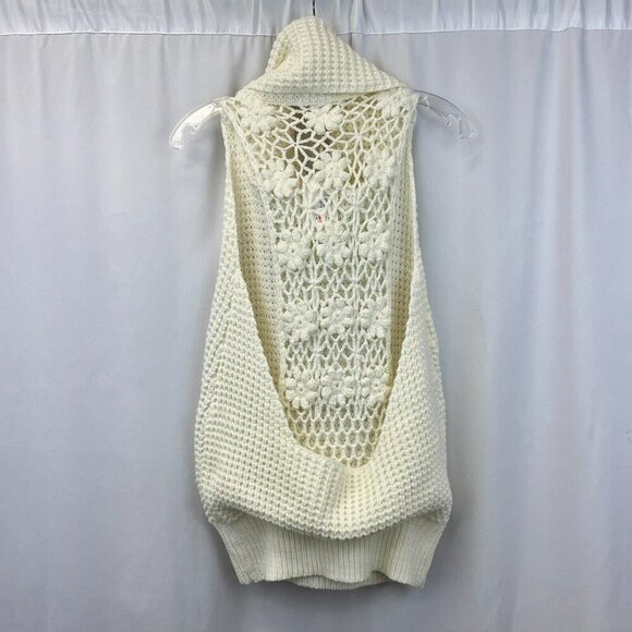 L'Atiste By Amy Womens Cream Cowl Neck Sleeveless Pullover Sweater Size Medium - Picture 4 of 8
